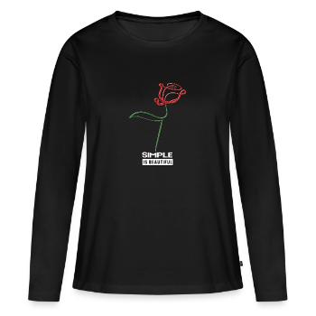 Simple is beautiful. Red rose. - Women's Premium Organic Long Sleeve Shirt - black - Front - Julia (174cm)