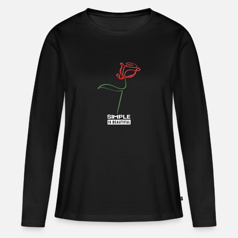 Simple is beautiful. Red rose. - Women's Premium Organic Long Sleeve Shirt - black