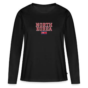 Corée du Nord - T-shirt manches longues Premium bio Femme - noir - Devant - Julia (174cm)