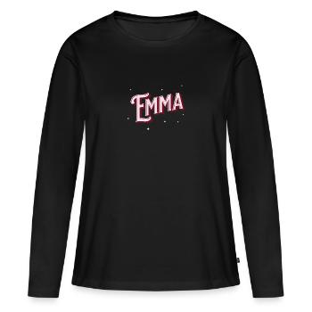 Noms Emma personnalisés - T-shirt manches longues Premium bio Femme - noir - Devant - Julia (174cm)