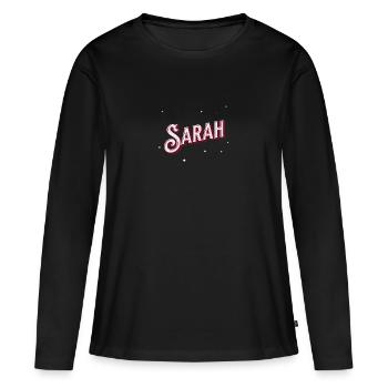 Noms de Sarah personnalisés - T-shirt manches longues Premium bio Femme - noir - Devant - Julia (174cm)