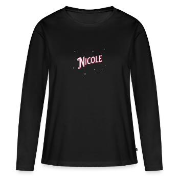 Nom de Nicole personnalisé - T-shirt manches longues Premium bio Femme - noir - Devant - Julia (174cm)