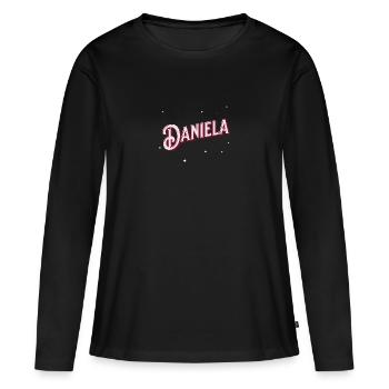 Daniela Namen personalisiert - Frauen Premium Bio Langarmshirt - Schwarz - Vorne - Julia (174cm)