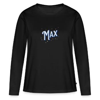 Nombre maximal de noms personnalisés - T-shirt manches longues Premium bio Femme - noir - Devant - Julia (174cm)