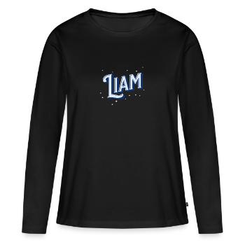 Nom de Liam personnalisé - T-shirt manches longues Premium bio Femme - noir - Devant - Julia (174cm)