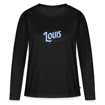 Nom Louis personnalisé - T-shirt manches longues Premium bio Femme - noir - Devant - Julia (174cm)