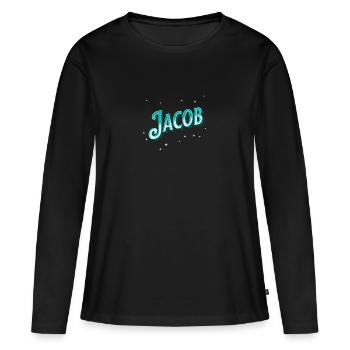 Noms Jacob personnalisés - T-shirt manches longues Premium bio Femme - noir - Devant - Julia (174cm)