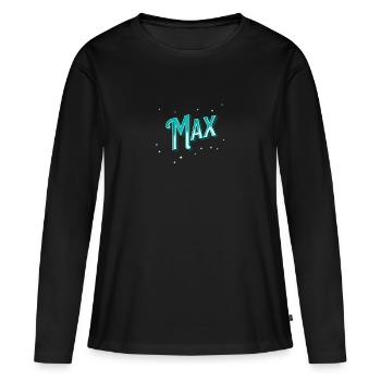 Nombre maximal de noms personnalisés - T-shirt manches longues Premium bio Femme - noir - Devant - Julia (174cm)