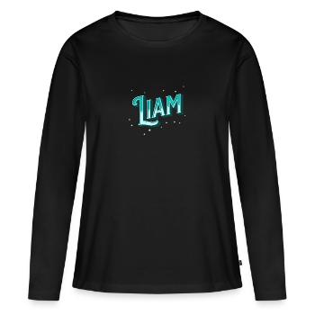 Nom de Liam personnalisé - T-shirt manches longues Premium bio Femme - noir - Devant - Julia (174cm)