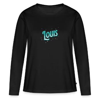 Nom Louis personnalisé - T-shirt manches longues Premium bio Femme - noir - Devant - Julia (174cm)