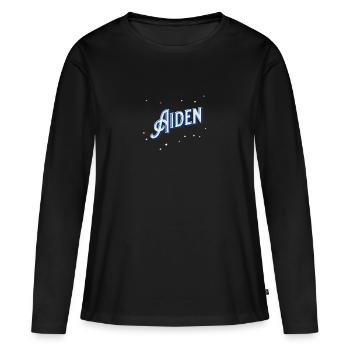 Aiden noms personnalisés - T-shirt manches longues Premium bio Femme - noir - Devant - Julia (174cm)