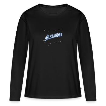 Nom Alexander Personnalisé - T-shirt manches longues Premium bio Femme - noir - Devant - Julia (174cm)