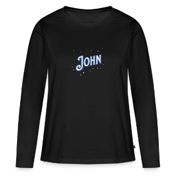 Nom John personnalisé - T-shirt manches longues Premium bio Femme - noir - Devant - Julia (174cm)