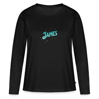 Nom James personnalisé - T-shirt manches longues Premium bio Femme - noir - Devant - Julia (174cm)