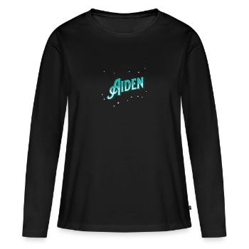 Aiden noms personnalisés - T-shirt manches longues Premium bio Femme - noir - Devant - Julia (174cm)