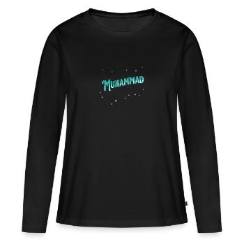 Nom de Mahomet personnalisé - T-shirt manches longues Premium bio Femme - noir - Devant - Julia (174cm)