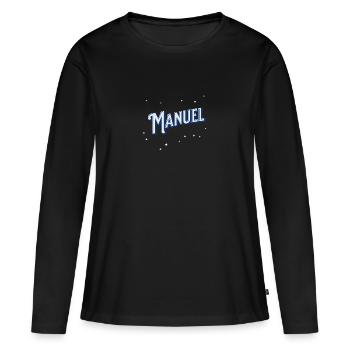 Manuel nom personnalisé - T-shirt manches longues Premium bio Femme - noir - Devant - Julia (174cm)