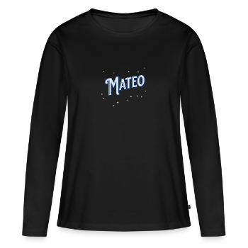 Mateo Namen personalisiert - Frauen Premium Bio Langarmshirt - Schwarz - Vorne - Julia (174cm)