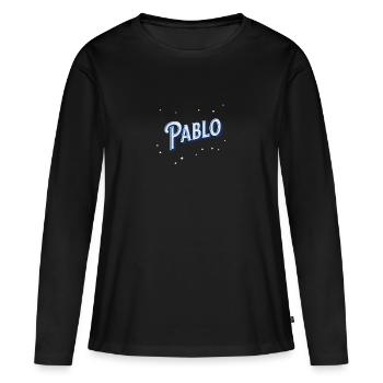 Nom Pablo personnalisé - T-shirt manches longues Premium bio Femme - noir - Devant - Julia (174cm)