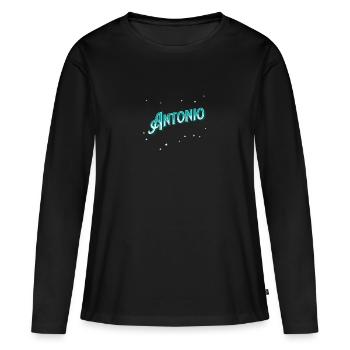 Nom Antonio personnalisé - T-shirt manches longues Premium bio Femme - noir - Devant - Julia (174cm)