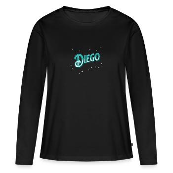 Diego Namen personalisiert - Frauen Premium Bio Langarmshirt - Schwarz - Vorne - Julia (174cm)
