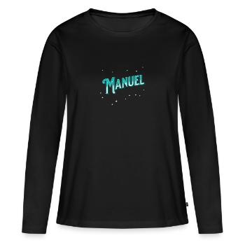 Manuel nom personnalisé - T-shirt manches longues Premium bio Femme - noir - Devant - Julia (174cm)