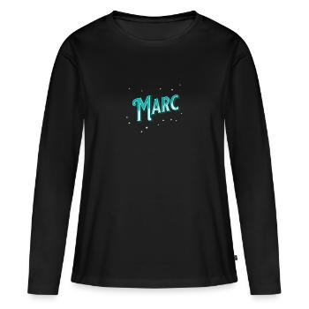 Nom Marc personnalisé - T-shirt manches longues Premium bio Femme - noir - Devant - Julia (174cm)