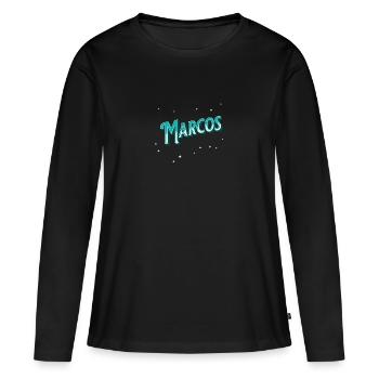 Le nom de Marco personnalisé - T-shirt manches longues Premium bio Femme - noir - Devant - Julia (174cm)