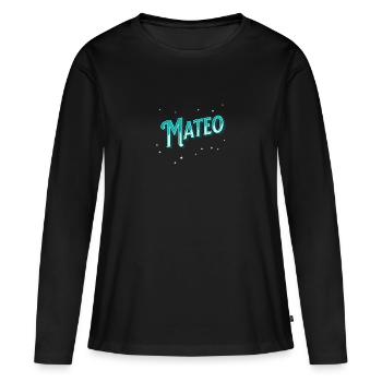 Mateo Namen personalisiert - Frauen Premium Bio Langarmshirt - Schwarz - Vorne - Julia (174cm)