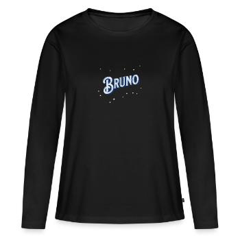 Nom Bruno personnalisé - T-shirt manches longues Premium bio Femme - noir - Devant - Julia (174cm)
