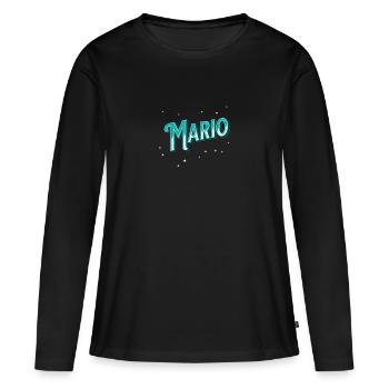 Nom Mario personnalisé - T-shirt manches longues Premium bio Femme - noir - Devant - Julia (174cm)