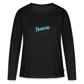Le nom de François personnalisé - T-shirt manches longues Premium bio Femme - noir - Devant - Julia (174cm)