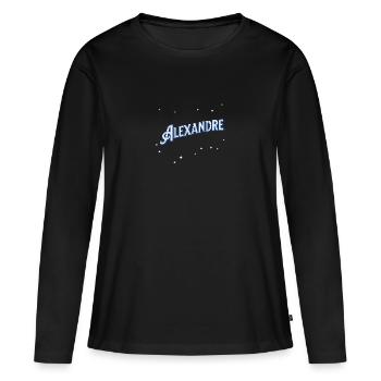 Noms Alexandre personnalisés - T-shirt manches longues Premium bio Femme - noir - Devant - Julia (174cm)