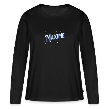 Maxime Namen personalisiert - Frauen Premium Bio Langarmshirt - Schwarz - Vorne - Julia (174cm)