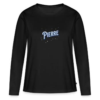 Pierre Namen personalisiert - Frauen Premium Bio Langarmshirt - Schwarz - Vorne - Julia (174cm)