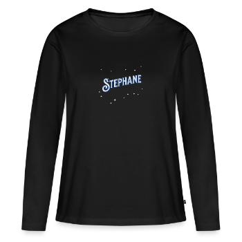 Le nom de Stéphane personnalisé - T-shirt manches longues Premium bio Femme - noir - Devant - Julia (174cm)