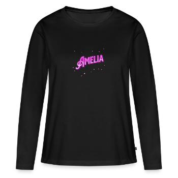 Amelia Namen personalisiert - Frauen Premium Bio Langarmshirt - Schwarz - Vorne - Julia (174cm)
