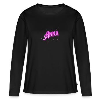 Nom Anna personnalisé - T-shirt manches longues Premium bio Femme - noir - Devant - Julia (174cm)