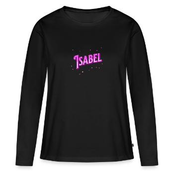 Nom Isabel personnalisé - T-shirt manches longues Premium bio Femme - noir - Devant - Julia (174cm)