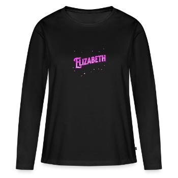 Nom Elizabeth personnalisé - T-shirt manches longues Premium bio Femme - noir - Devant - Julia (174cm)