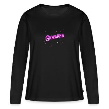 Nom Giovanna personnalisé - T-shirt manches longues Premium bio Femme - noir - Devant - Julia (174cm)