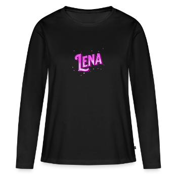 Le nom de Lena personnalisé - T-shirt manches longues Premium bio Femme - noir - Devant - Julia (174cm)