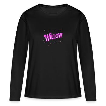 Nom de saule personnalisé - T-shirt manches longues Premium bio Femme - noir - Devant - Julia (174cm)