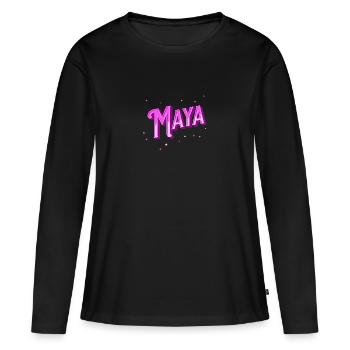 Noms mayas personnalisés - T-shirt manches longues Premium bio Femme - noir - Devant - Julia (174cm)