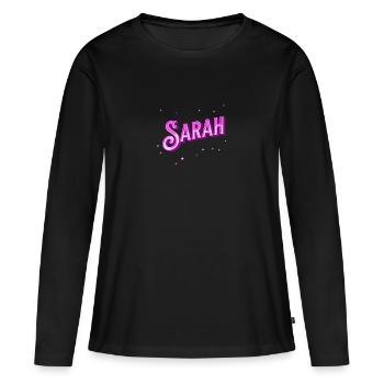 Sarah nom personnalisé - T-shirt manches longues Premium bio Femme - noir - Devant - Julia (174cm)