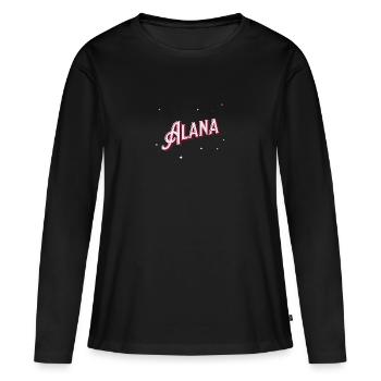 Prénom Alana personnalisé - T-shirt manches longues Premium bio Femme - noir - Devant - Julia (174cm)