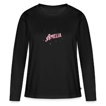 Amelia Namen personalisiert - Frauen Premium Bio Langarmshirt - Schwarz - Vorne - Julia (174cm)