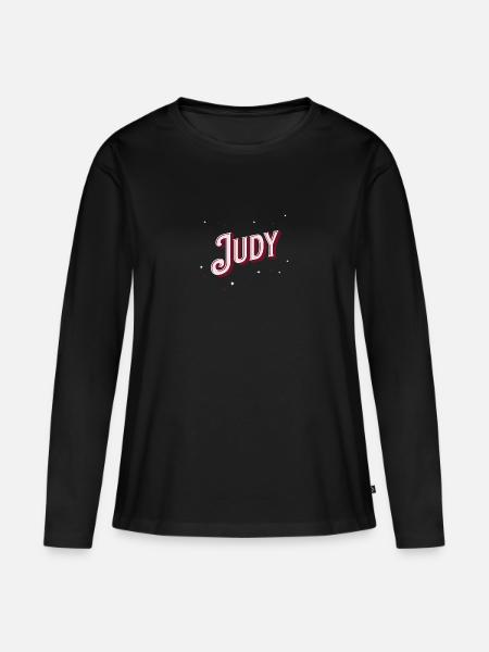 Judy Namen personalisiert - Frauen Premium Bio Langarmshirt - Schwarz