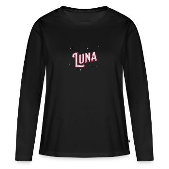 Nom Luna personnalisé - T-shirt manches longues Premium bio Femme - noir - Devant - Julia (174cm)
