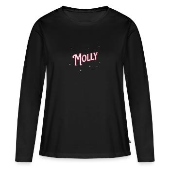 Nom Molly personnalisé - T-shirt manches longues Premium bio Femme - noir - Devant - Julia (174cm)